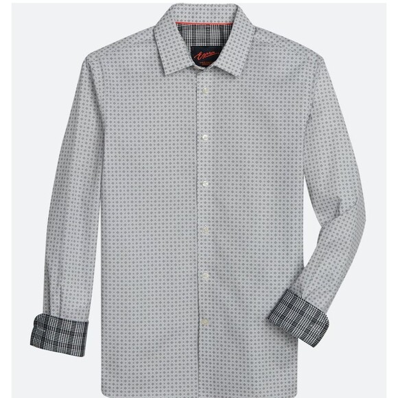 Egara Slim Fit Diamond Sport Shirt for Men - Small White Button-Down Shirt - Picture 1 of 1